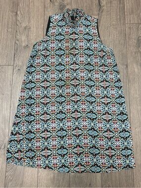 High neck floral tank top dress sleeveless